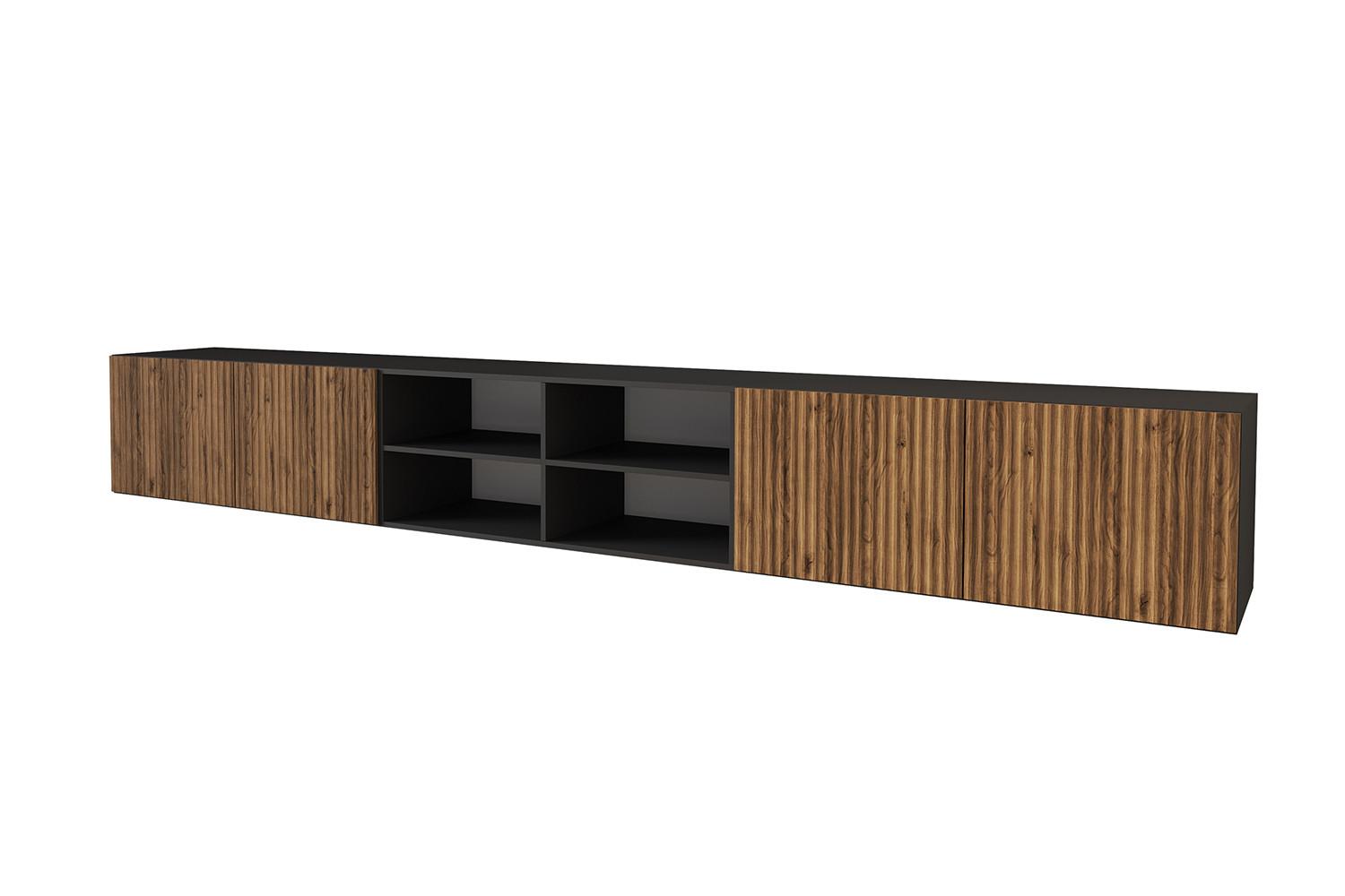 LOWBOARD NOA-2-W 3x100x40x40 cm - Schwarz / Katania - Eiche Wotan, Holzwerkstoff (300/40/40cm) - ALTDECOR