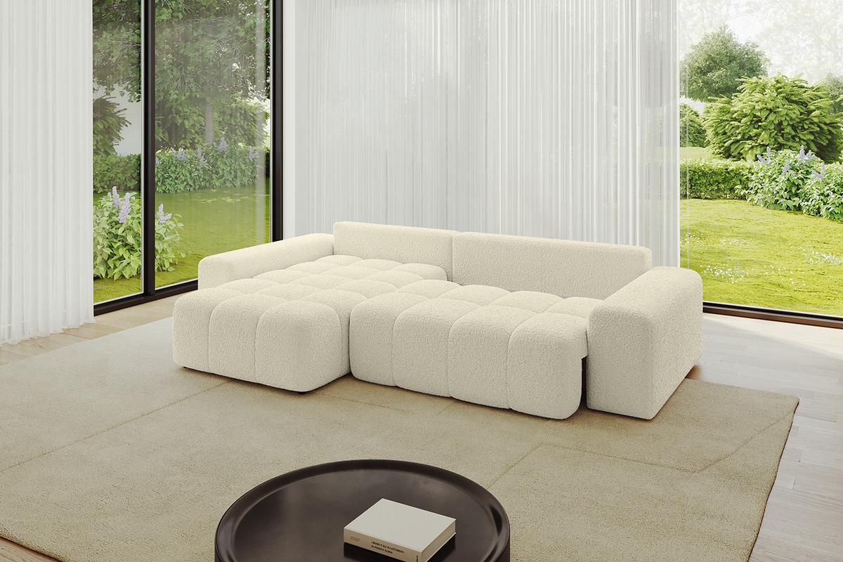 ECKSOFA Ottomane links ENIL-L 297x189x68 Beige Bouclé - Hellbraun/Creme, Holzwerkstoff/Kunststoff (297/189cm) - ALTDECOR