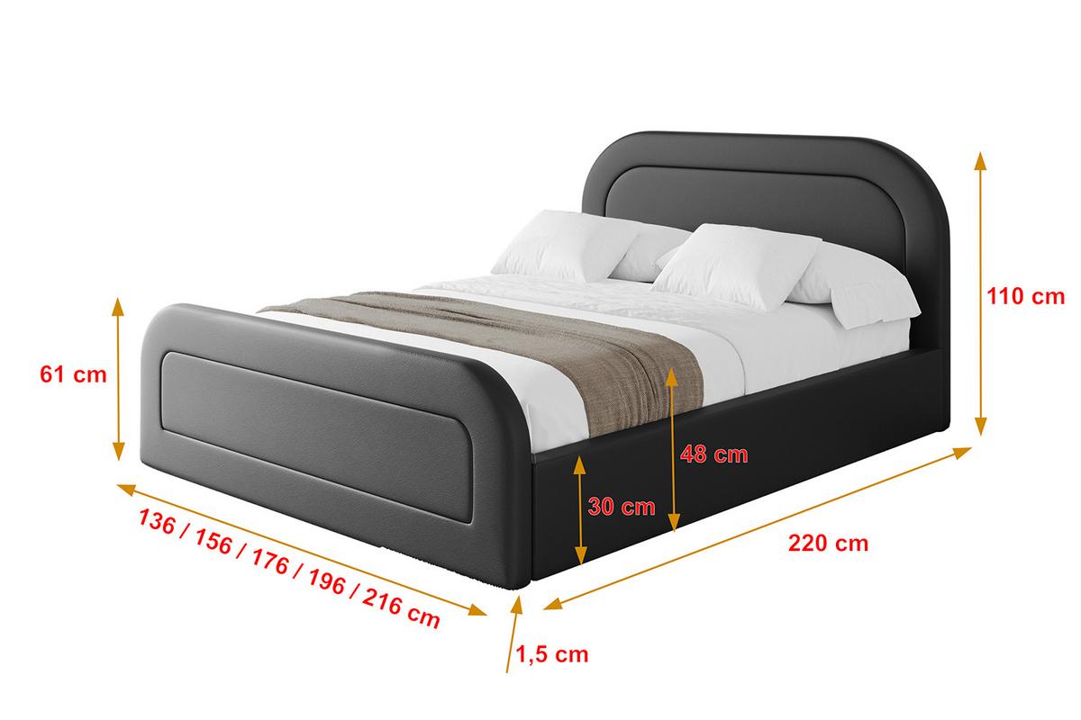 POLSTERBETT mit Bettkasten, Fußteil und Lattenrost, Boxbett mit Matratze H3/H4 - LERAY-Z 120x200 Schwarz Kunstleder - Schwarz Hochglanz, Holzwerkstoff/Textil (120/200cm) - ALTDECOR