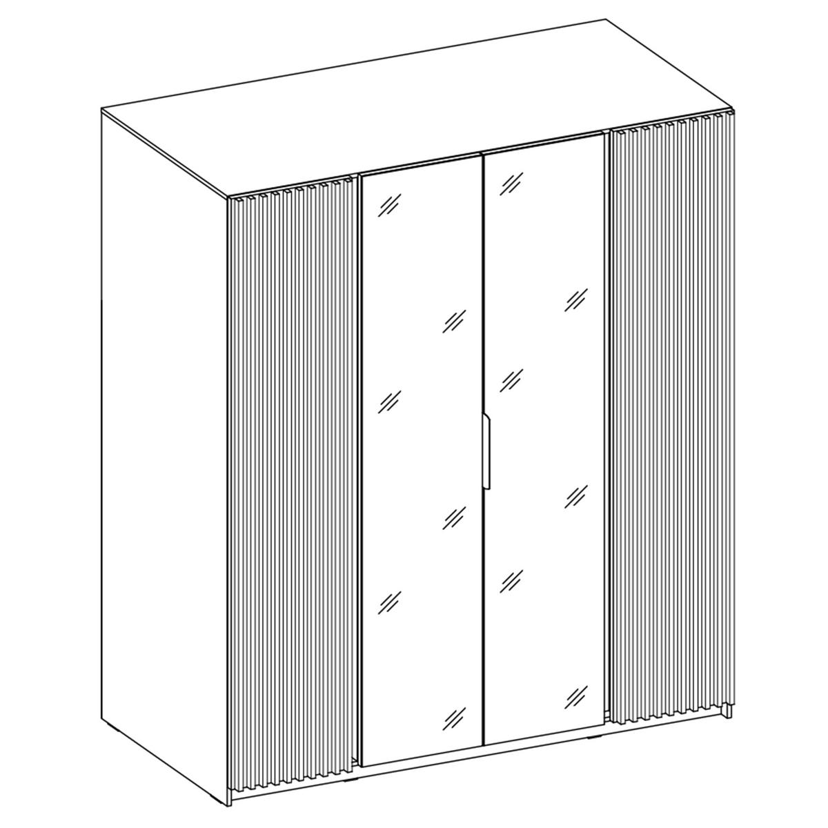 KLEIDERSCHRANK Nehir Korpus Eiche Evoke, Front Eiche Evoke/Schwarz 200 cm - 4T Modern mit Lamellentüren außen und Spiegeln mittig - Eichefarben, Holzwerkstoff/Kunststoff (200/239/61.9cm) - AX Living