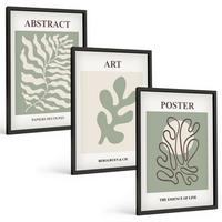 BILDER SET 3er Set - 40x60 cm Schwarzer Rahmen - Poster mit Pflanzenmustern von Matisse - Schwarz, Kunststoff (40/60cm) - TULUP