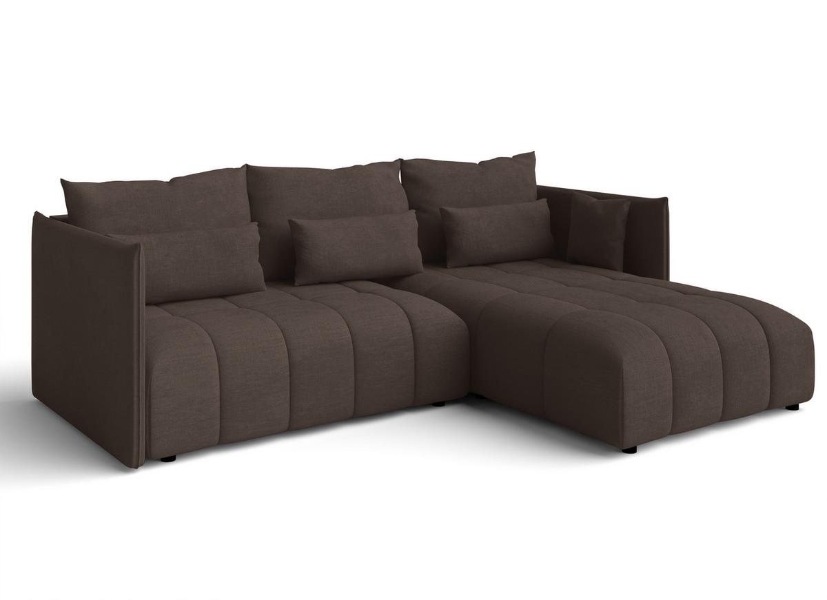 ECKSOFA L Form Cosmova Braun 248/180/83 cm mit Schlaffunktion - Schwarz/Braun, Kunststoff/Textil (248/180cm) - AX Living