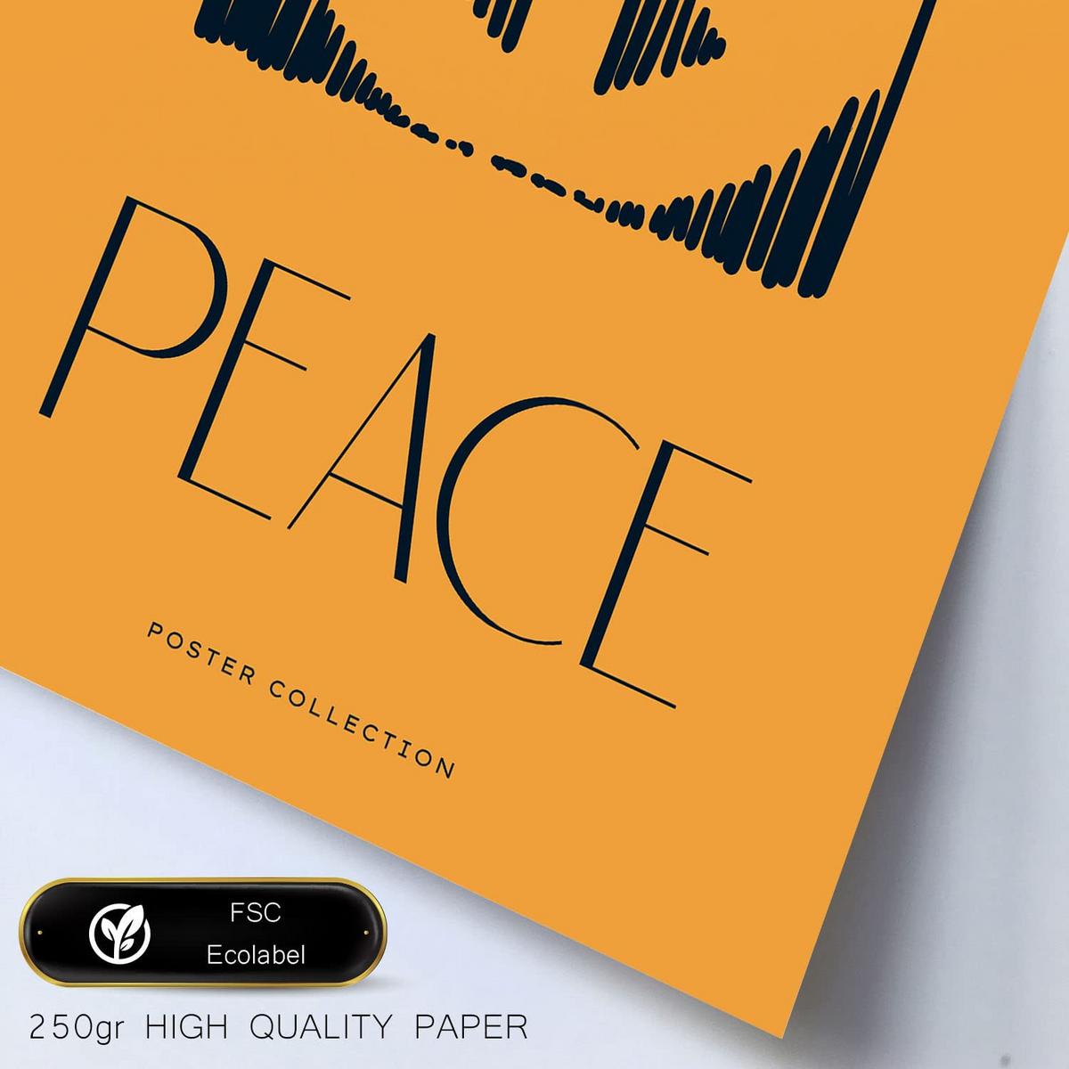 POSTER Set Mit 6 In Schwarzer Tinte Friedenszeichen Kunstdrucke Von Meer Und Ozean Für Innenarchitektur A3 & A4 Rahmen Aus Hellem Holz - Beige, Papier (29/3cm) - Nacnic