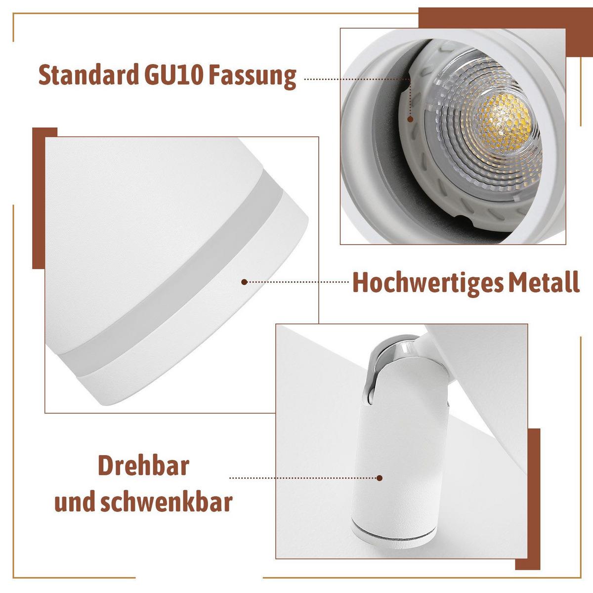 DECKENSTRAHLER Vilbel 6-flammig 83/5/17 cm - Weiß, Metall (83/5/17cm) - Nettlife