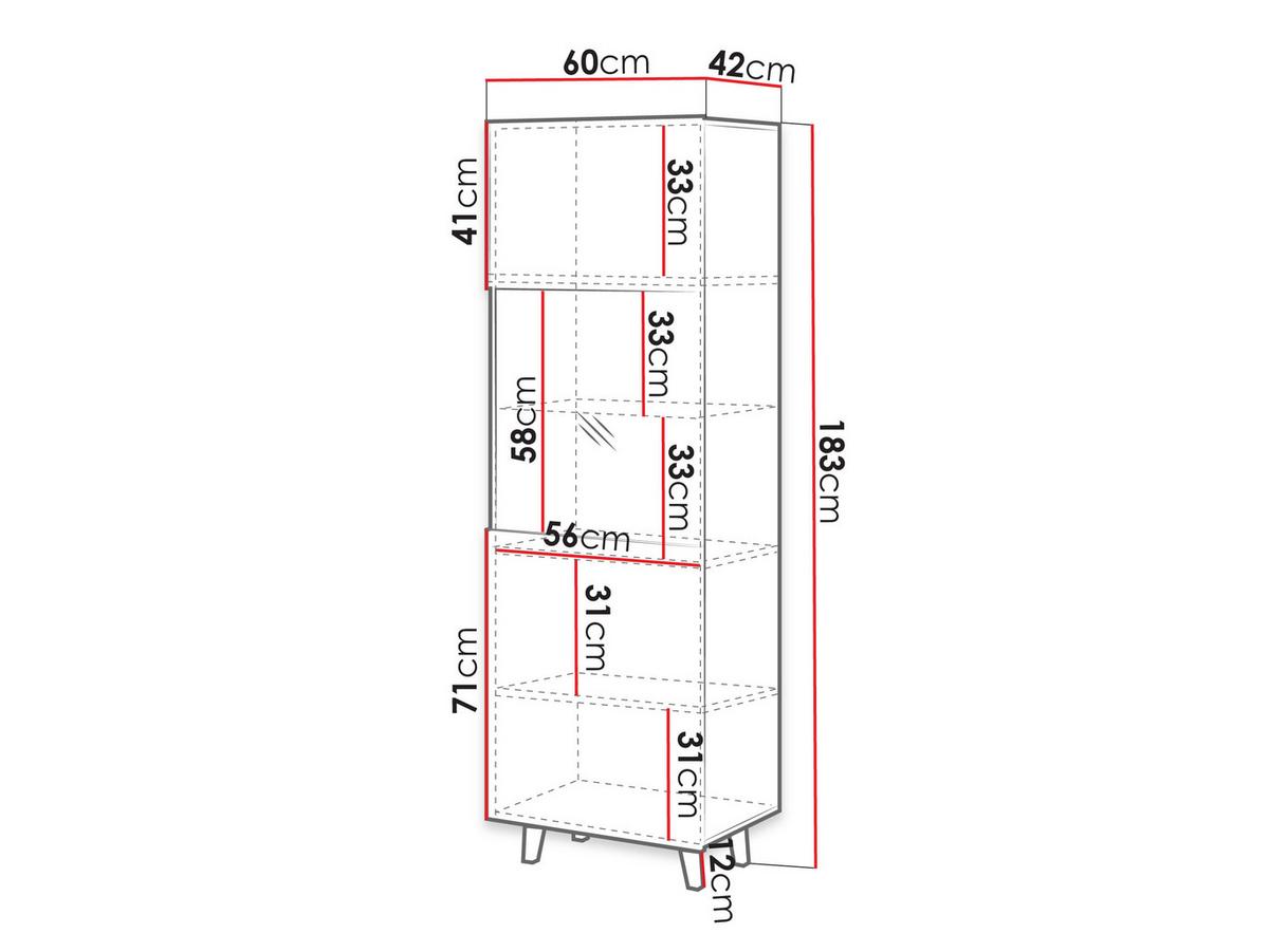 VITRINE Vamos - Schwarz/Braun, Holzwerkstoff/Kunststoff (60/183/42cm) - MIRJAN24