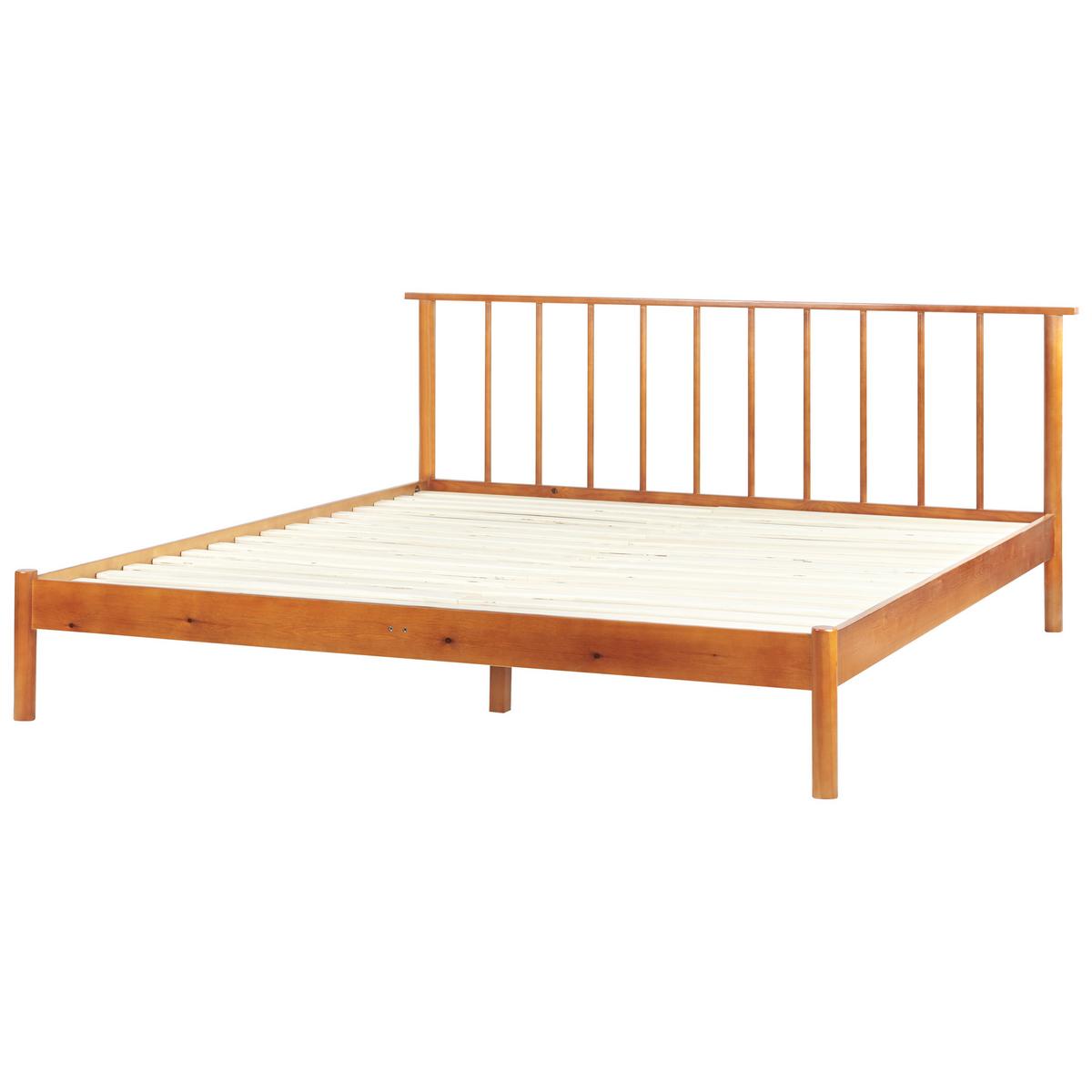 HOLZBETT 180/200cm Heller Holzfarbton Barret - Hellbraun, Holz (180/200cm) - Beliani
