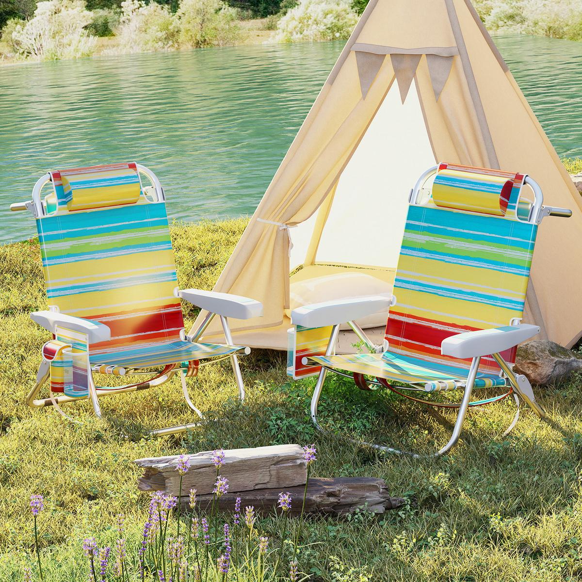 STRANDSTUHL klappbar bunt - Multicolor, Metall (66/78/65cm) - COSTWAY