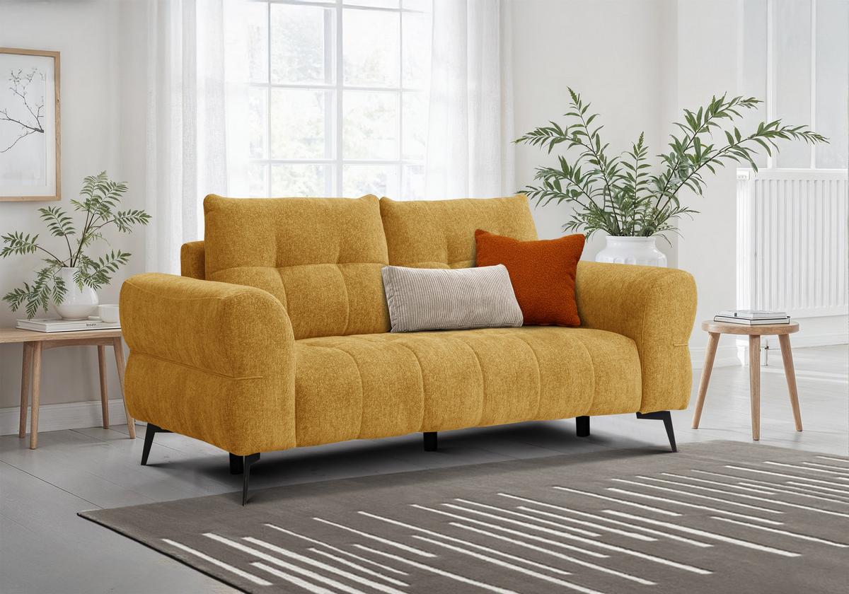 SOFA SALVINI 2,5-Sitzer, gelb - Gelb, Holz/Textil (206/88/99cm) - Wozimo