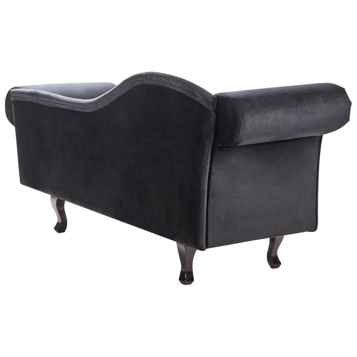 CHAISELONGUE-LINKSSEITIGE Samtstoff Schwarz mit Kissen Lattes Ii - Schwarz/Braun, Textil (192/81/59cm) - Beliani