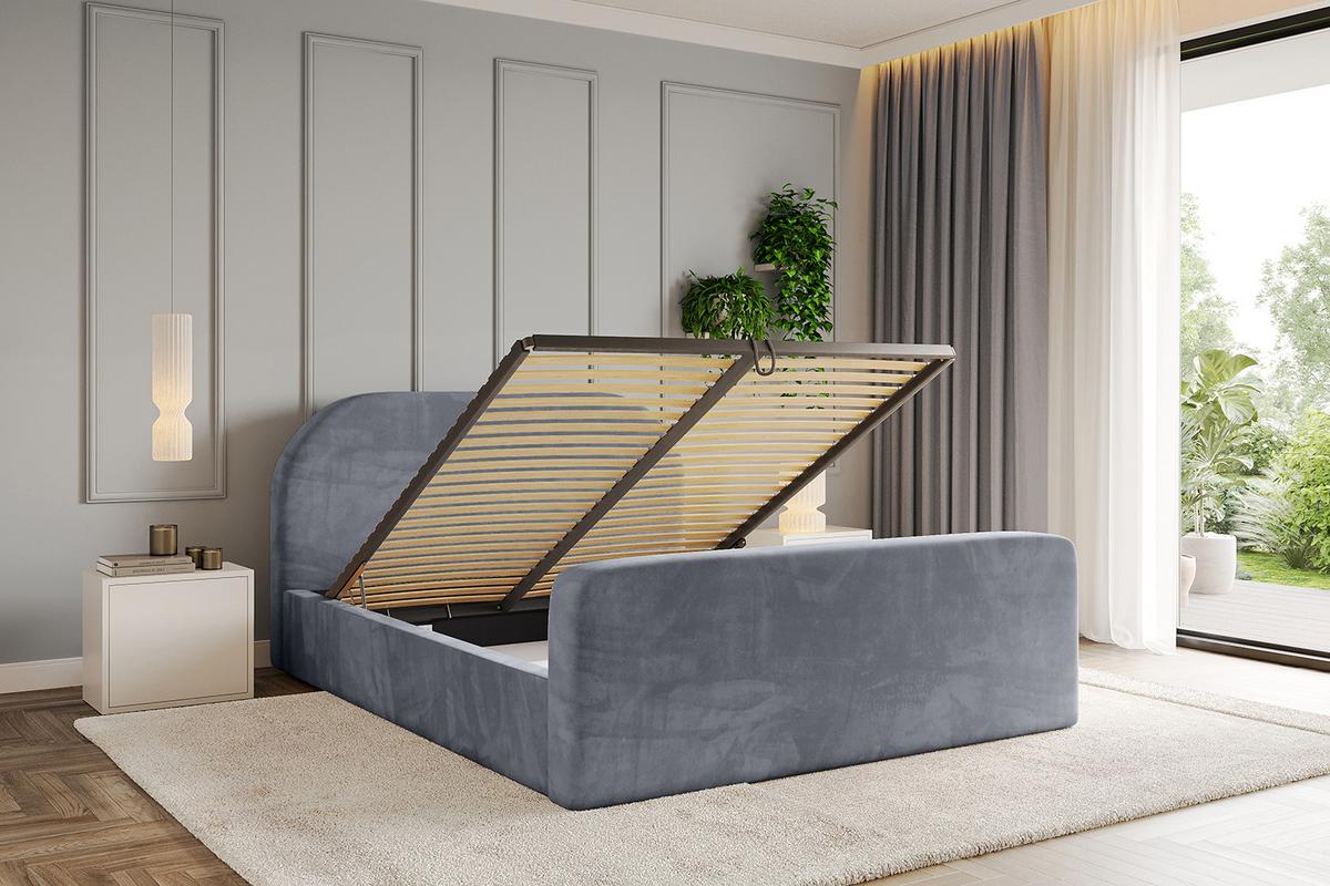 POLSTERBETT mit Bettkasten, Fußteil und Lattenrost, Boxbett ohne Matratze - TIVON-Z 180x200 Grau - Grau, Holzwerkstoff/Textil (180/200cm) - ALTDECOR