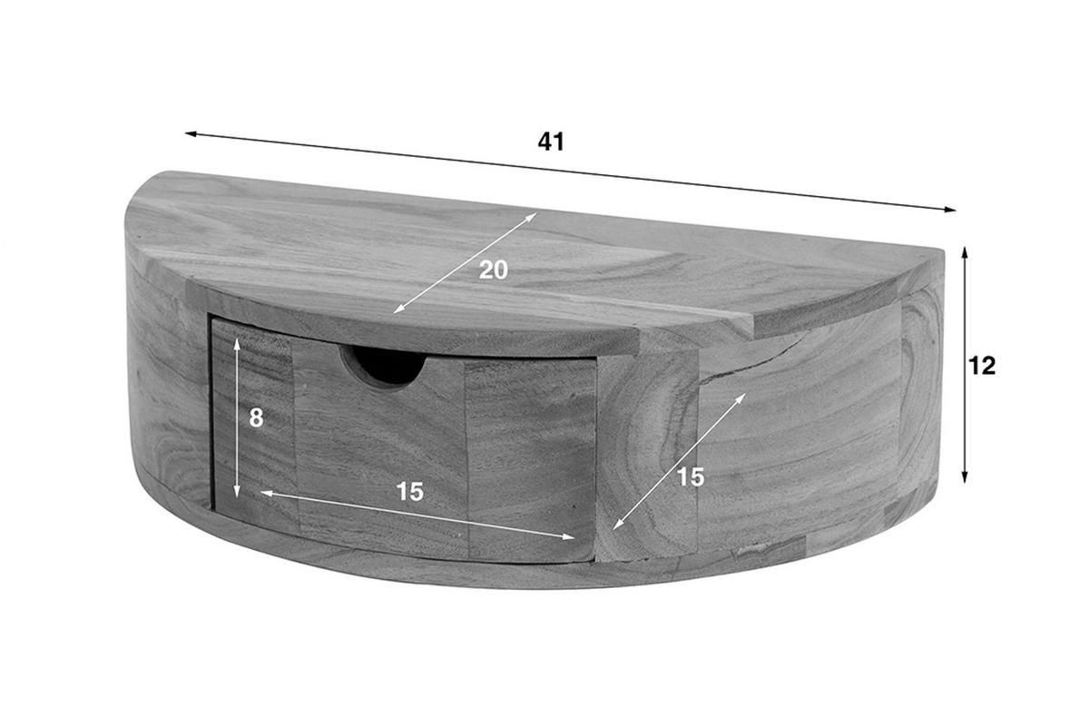 NACHTTISCH CAVE Holz Akazie - Zwetschgeholzfarben, Holz (40/12/20cm) - KAWOLA