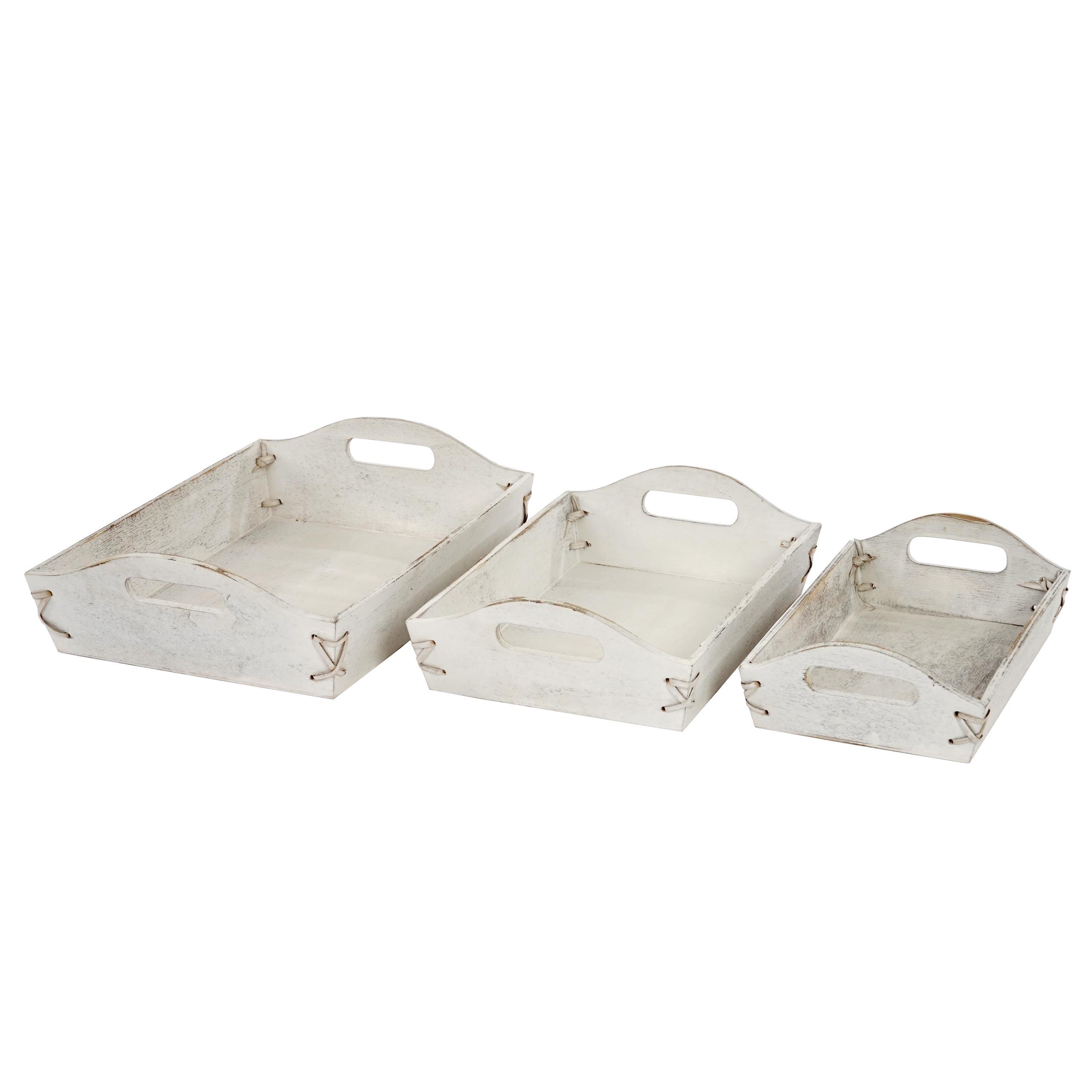 TABLETT SHABBY-LOOK 3ER SET Weiß 3er-Set - Weiß, Holz (36/10/27cm) - MCW