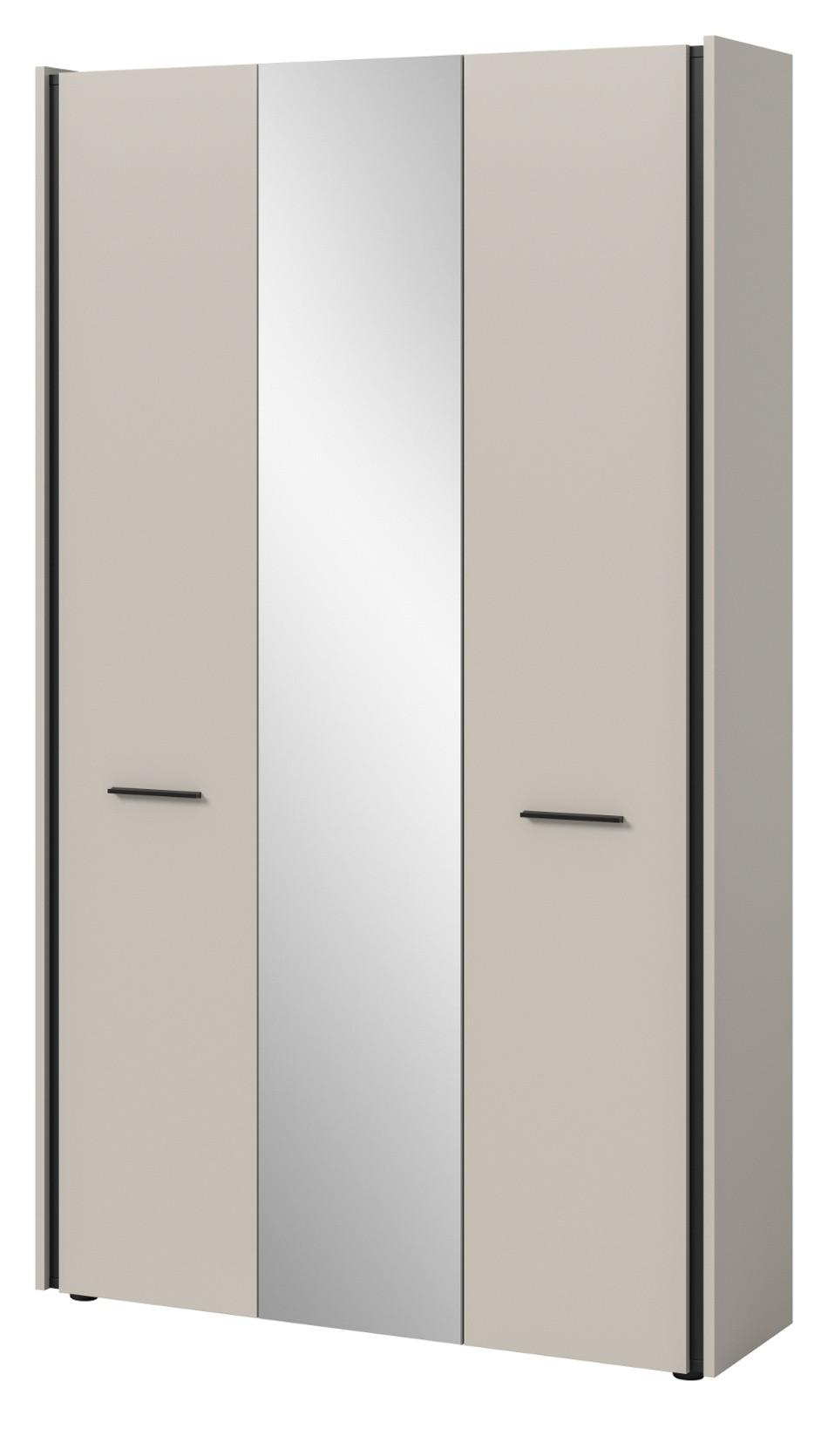 FLURSCHRANK Kaschmir 107 x 190 cm, Garderobenschrank mit Soft-Close und Spiegel - Kaschmir/Schwarz, Holzwerkstoff/Kunststoff (107/190/37cm) - Inn.Furn