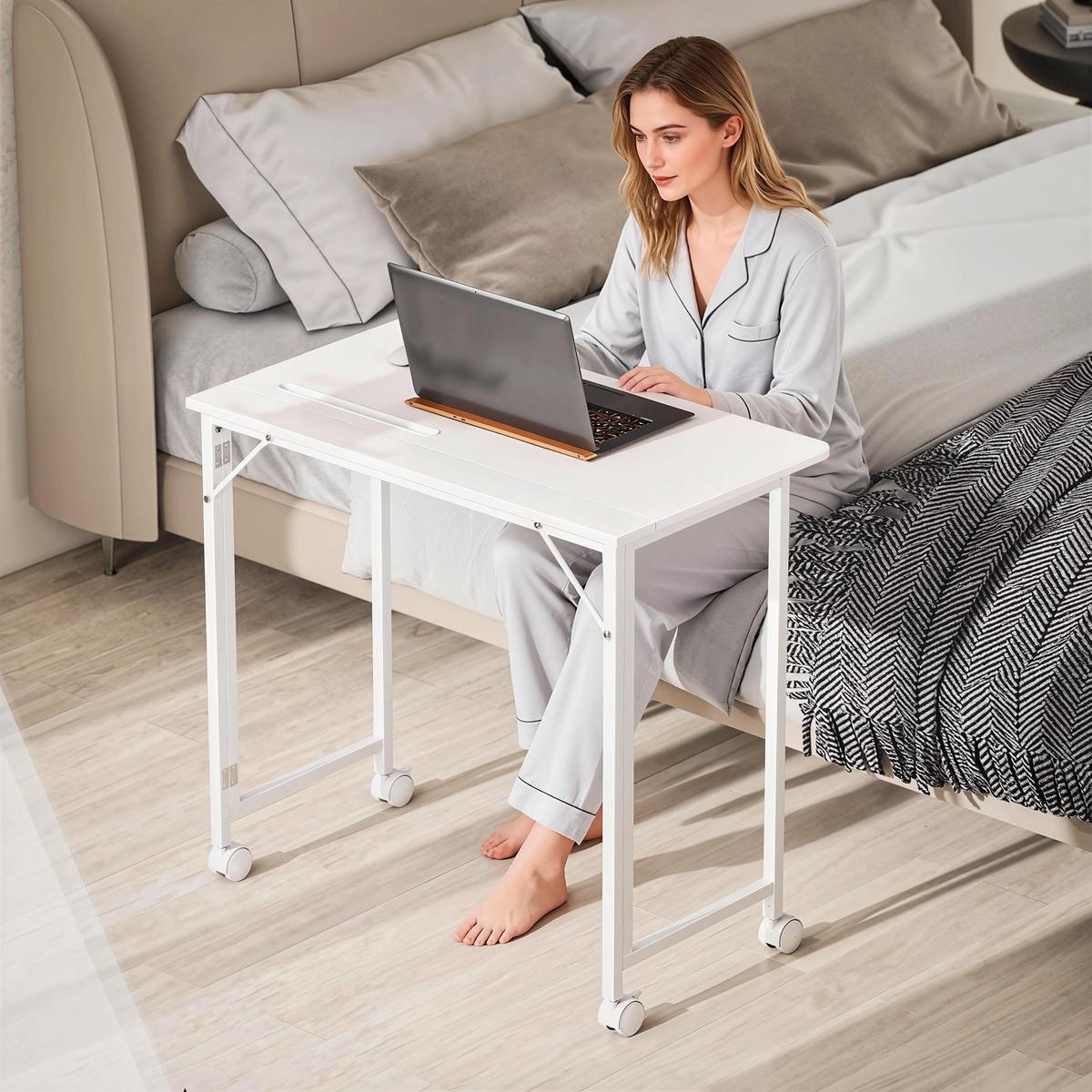 SCHREIBTISCH MDF Stahl Weiß - Weiß, Holzwerkstoff/Kunststoff (80/52/75cm) - HOMCOM