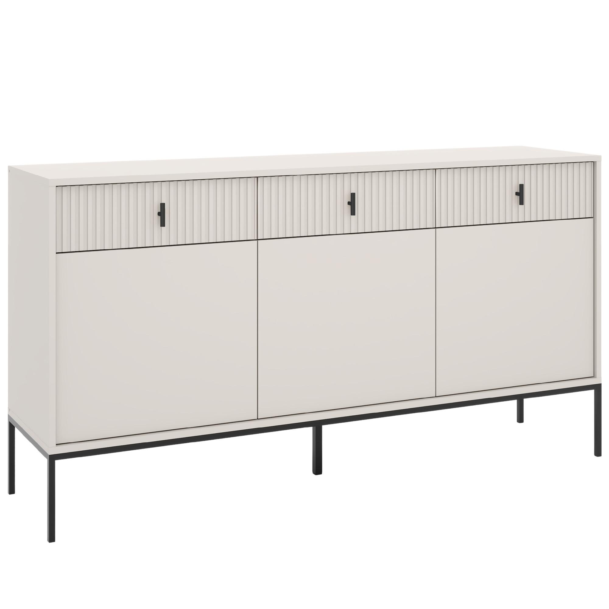 KOMMODE Marvello mit 3 Türen und 3 Schubladen, Kaschmir+Schwarz - Kaschmir/Schwarz, Holzwerkstoff/Metall (154/83/39cm) - Beautysofa