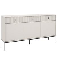 KOMMODE Marvello mit 3 Türen und 3 Schubladen, Kaschmir+Schwarz - Kaschmir/Schwarz, Holzwerkstoff/Metall (154/83/39cm) - Beautysofa
