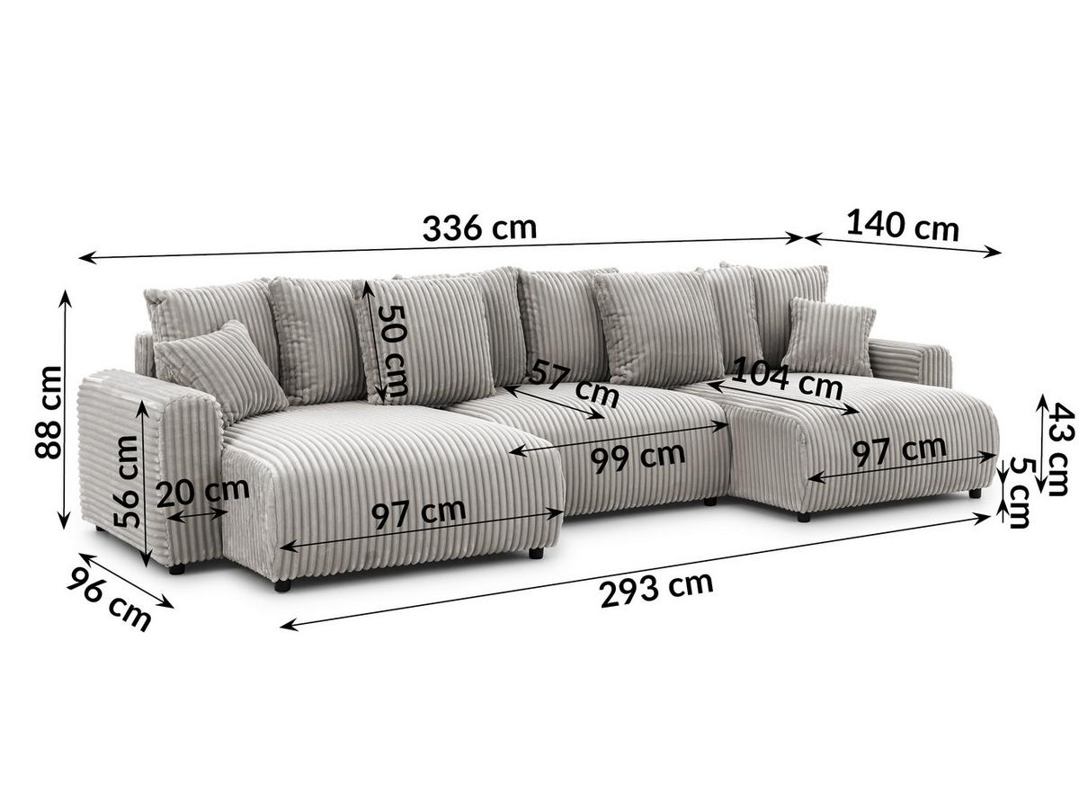 WOHNLANDSCHAFT Calma mit Schlaffunktion und Bettkasten im Bumpy-Design aus weichem Taupe Plüschcord - Taupe/Beige, Holz/Textil (336/88/140cm) - S-Style