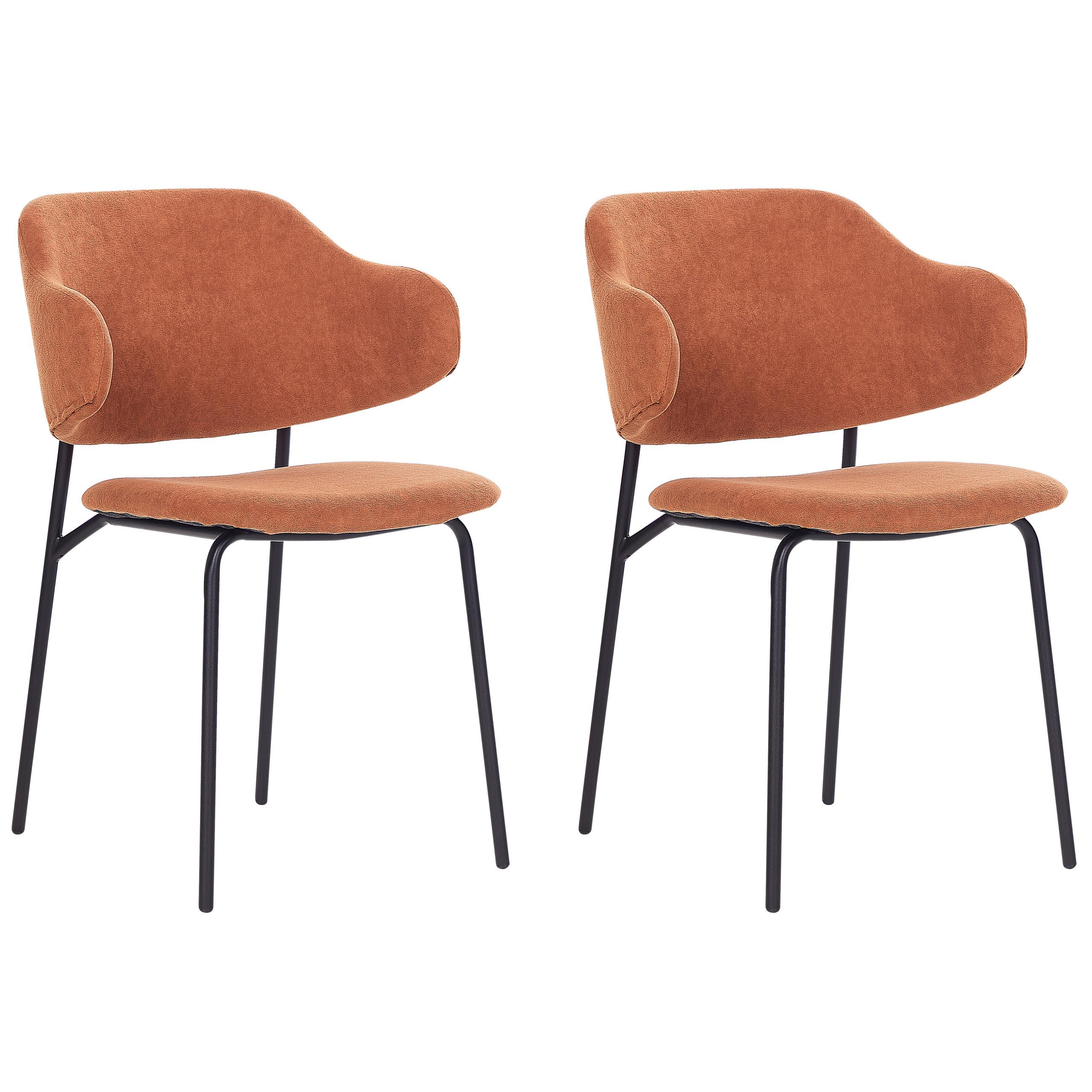 ESSZIMMERSTUHL 2er-Set Polsterbezug Orange Kenai - Orange, Textil/Metall (46/82/58cm) - Beliani