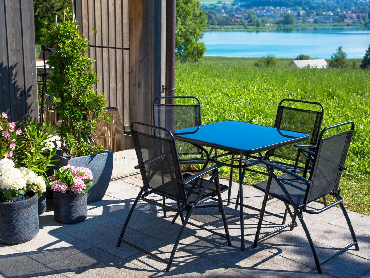 GARTENSTUHL 4er-Set Stahl schwarz Livo - Schwarz, Metall (48/90/66cm) - Beliani