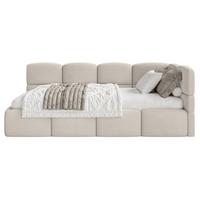 JUGENDBETT Cloudy Hellbeige 120 cm, Easy-Clean-Velours - Ecru/Schwarz, Kunststoff/Textil (120/200cm) - Selsey