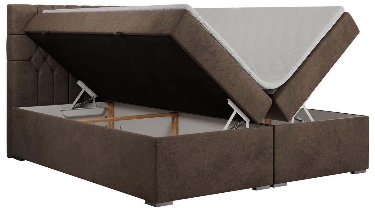 BOXBETT PERA 120/200 Braun Velvet - H4 - Braun, Holz/Textil (120/200cm) - MKS