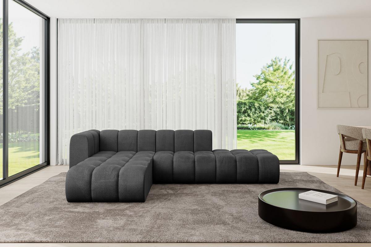 ECKSOFA modulares Sofa Zuvon-L1 - 296x177x70 cm Schwarz - Schwarz, Holzwerkstoff/Textil (296/177cm) - ALTDECOR
