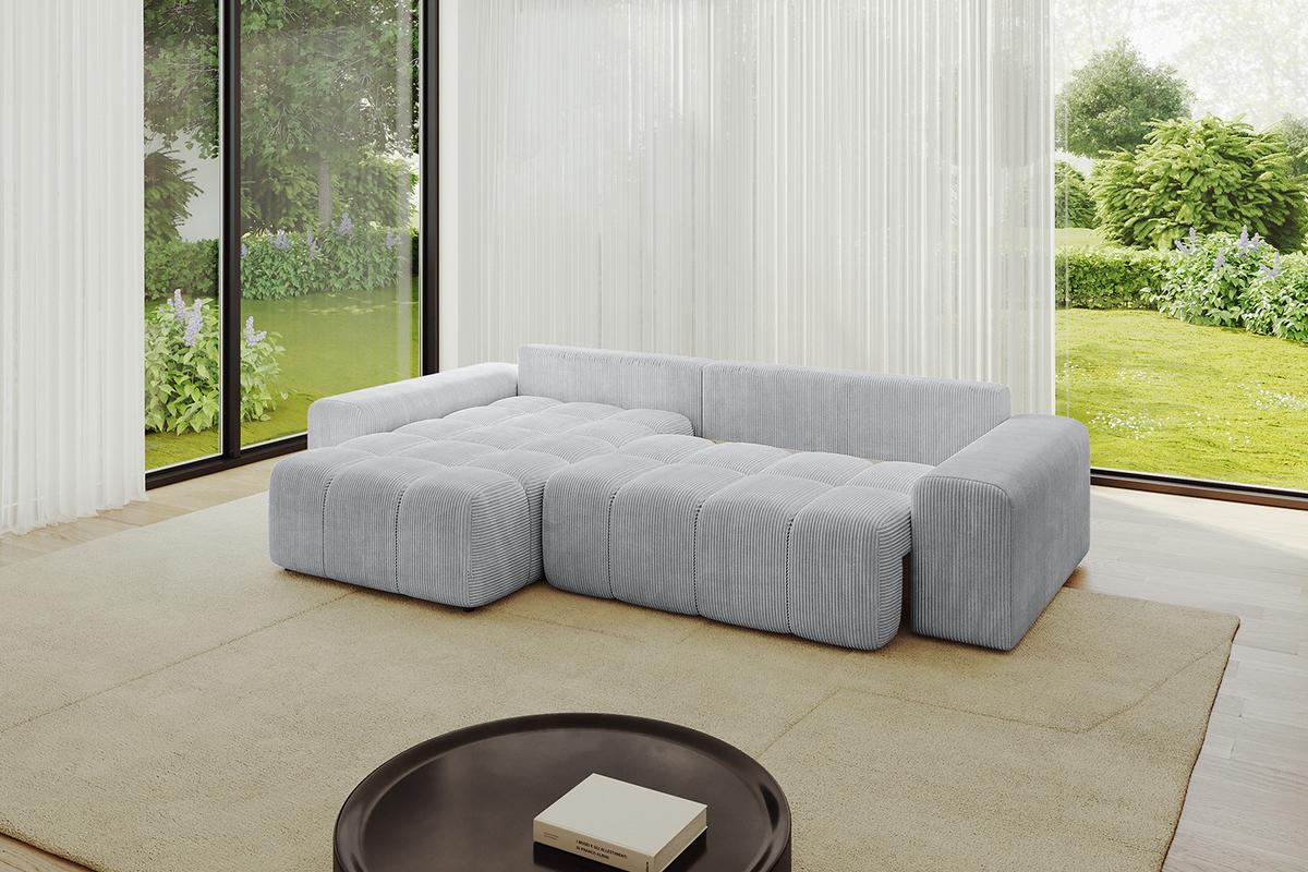 ECKSOFA Ottomane links ENIL-L 297x189x68 Grau Cord - Grau, Holzwerkstoff/Kunststoff (297/189cm) - ALTDECOR
