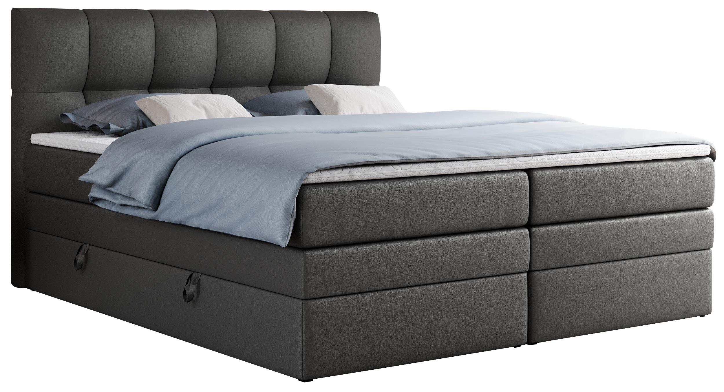 BOXSPRINGBETT ALVIN KING 120/200 Dunkelgrau Kunstleder - H3 - Dunkelgrau, Holz/Textil (120/200cm) - MKS