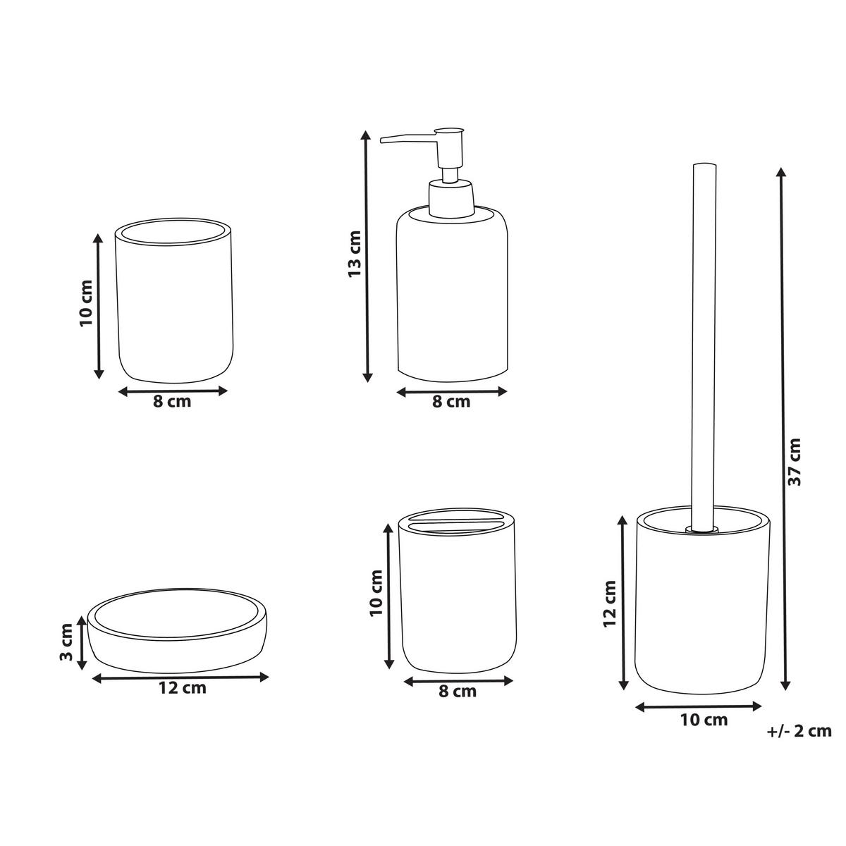 BADACCESSOIRES Set 5-teilig Grün Camana - Silberfarben/Grün, Kunststoff (8/10/8cm) - Beliani