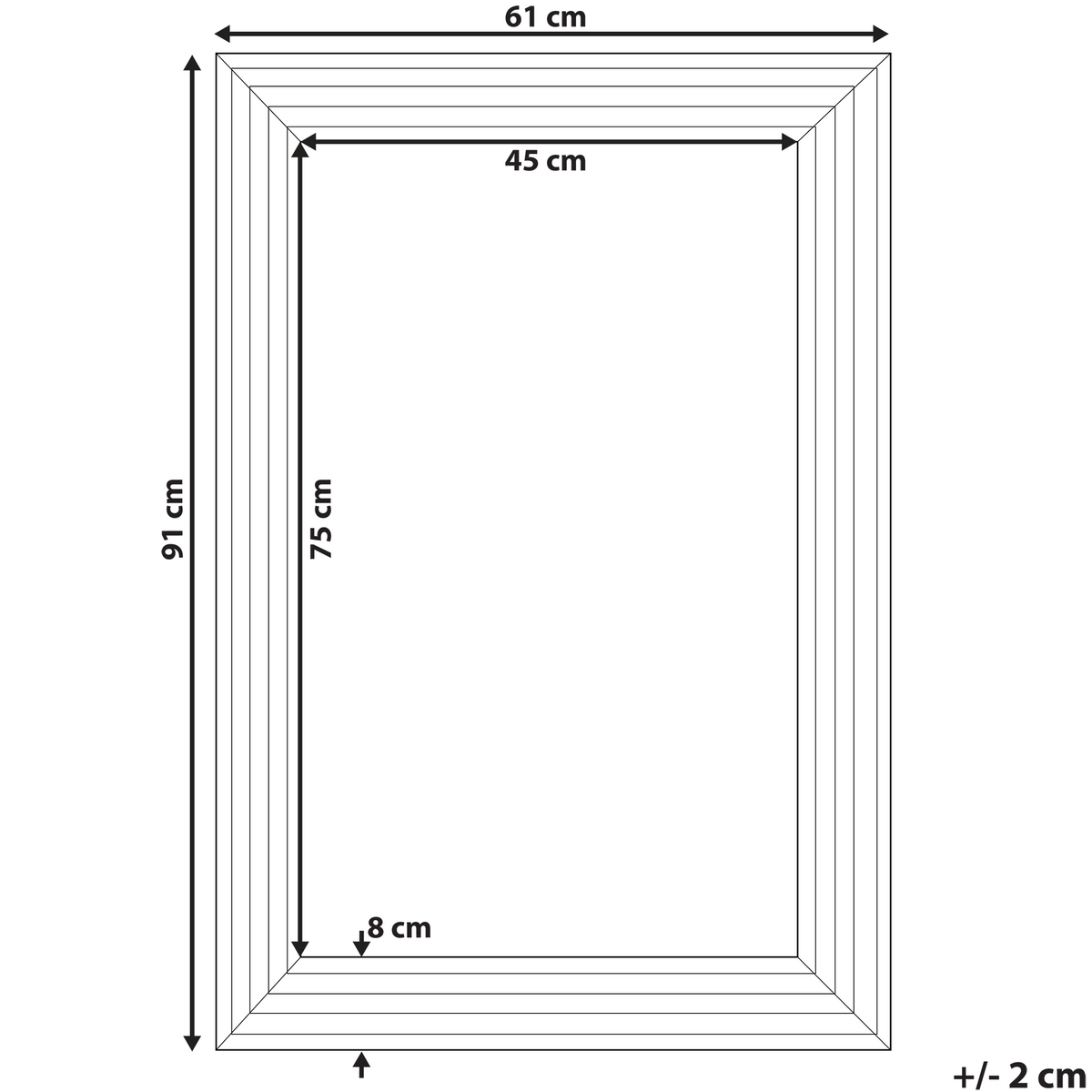 WANDSPIEGEL silber rechteckig 61/91 cm Chatain - Silberfarben, Kunststoff (61/91/4cm) - Beliani