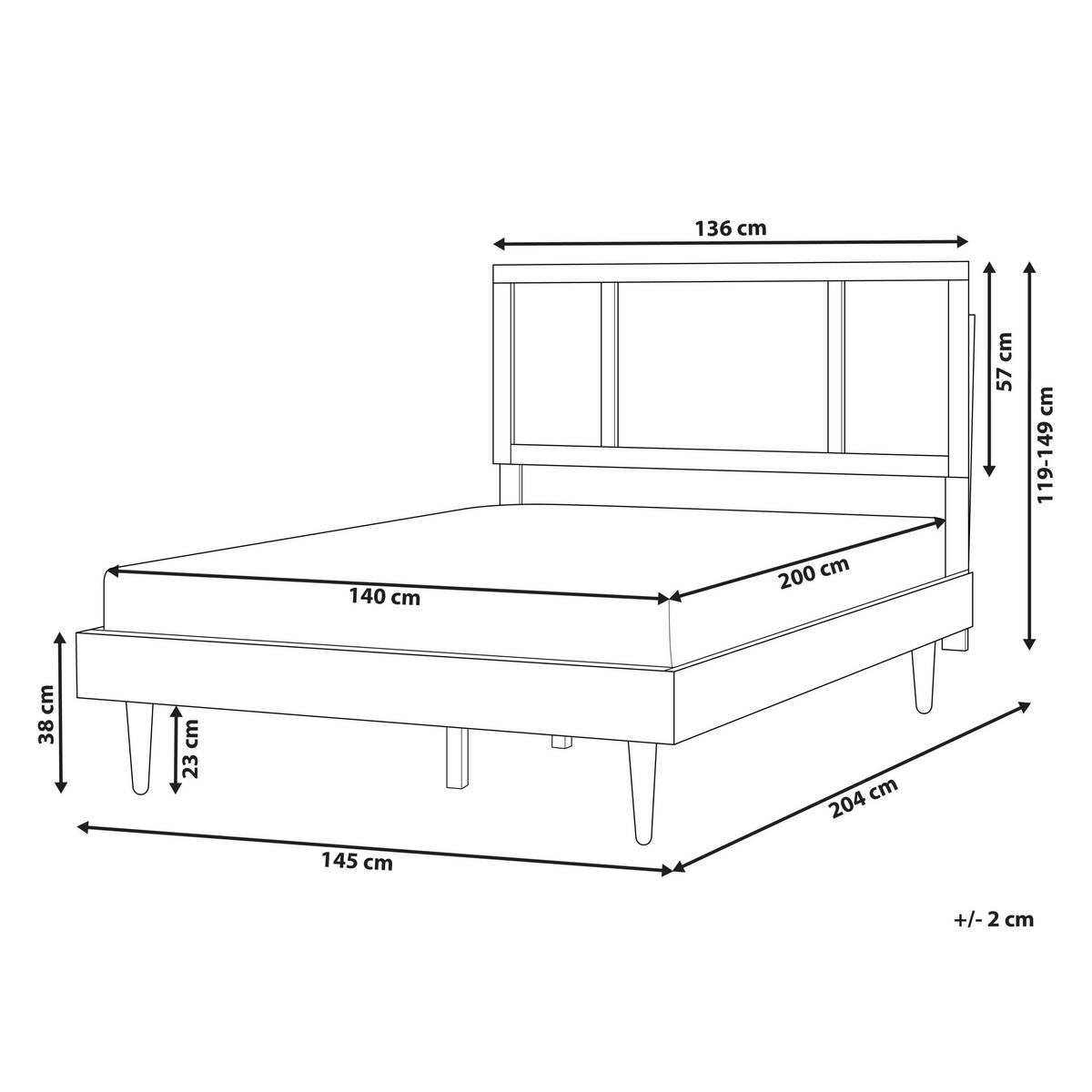 BETT mit Lattenrost 140/200 cm Gummibaumholz Braun Auray - Braun, Holz (140/200cm) - Beliani