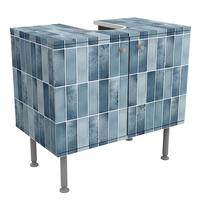 WASCHBECKENUNTERSCHRANK Metro Fliesen Keramikoptik Dunkelblau 60/55/35 cm - Blau, Holzwerkstoff (60/55/35cm) - Bilderwelten