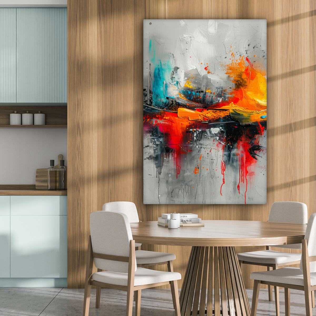 LEINWANDBILD Moderne Kunst - Orange - Grau - Abstrakt Deko XXL 80x120 cm - Hellgrau, Textil (80/120cm) - MuchoWow