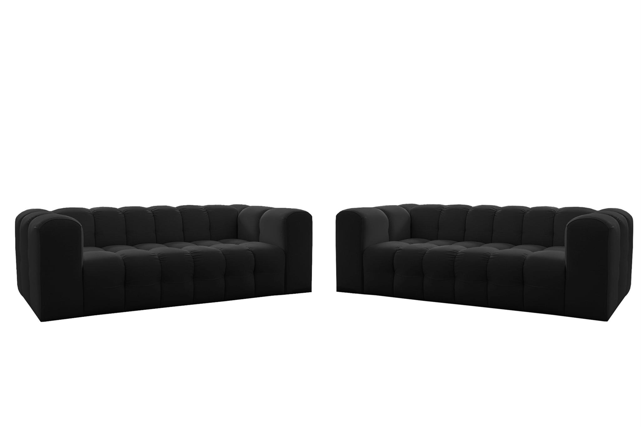 SOFASET Solvie 3-3 In Tiffani - Schwarz, Holzwerkstoff/Textil (230/75/106cm) - Fun Möbel