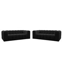 SOFASET Solvie 3-3 In Tiffani - Schwarz, Holzwerkstoff/Textil (230/75/106cm) - Fun Möbel