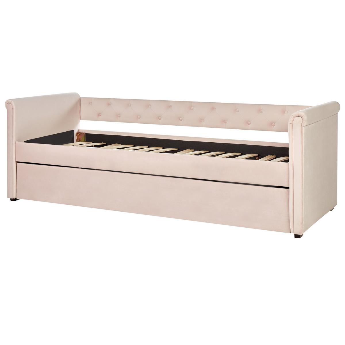 TAGESBETT Rosa 90-200 cm Libourne - Pink, Holz/Textil (90/200cm) - Beliani