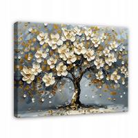 LEINWANDBILD Blumen Abstrakt Baum 100x70 - Multicolor, Holzwerkstoff (100/70cm) - Wallarena
