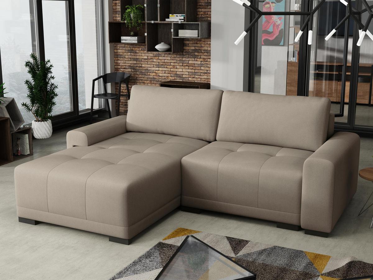 ECKSOFA Milton - Hellbraun/Schwarz, Holz/Textil (237/180cm) - MIRJAN24