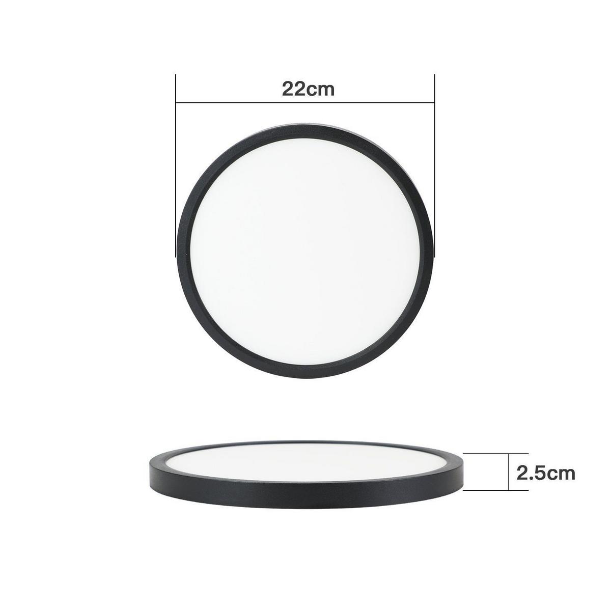 LED-DECKENLEUCHTE Lohnzahn 23.0/2.5/23.0 cm - Schwarz, Kunststoff (23/23/2.5cm) - ZMH