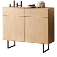 FLURKOMMODE Stone Eiche 115 x 98 cm, Schuhschrank mit Push-to-Open - Eichefarben/Schwarz, Holzwerkstoff/Metall (115/98/40cm) - Furn.Design