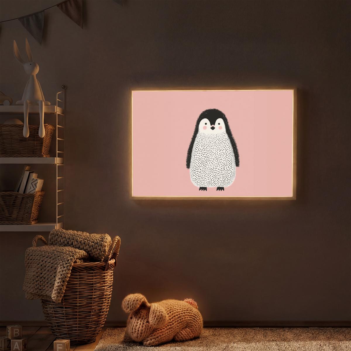 NACHTTISCHLAMPE MIT AKKU Pinguin - Punkte - Minimalistisch - Rosa 100x70 cm - Rosa, Holzwerkstoff (8/100/70cm) - OnlyWow