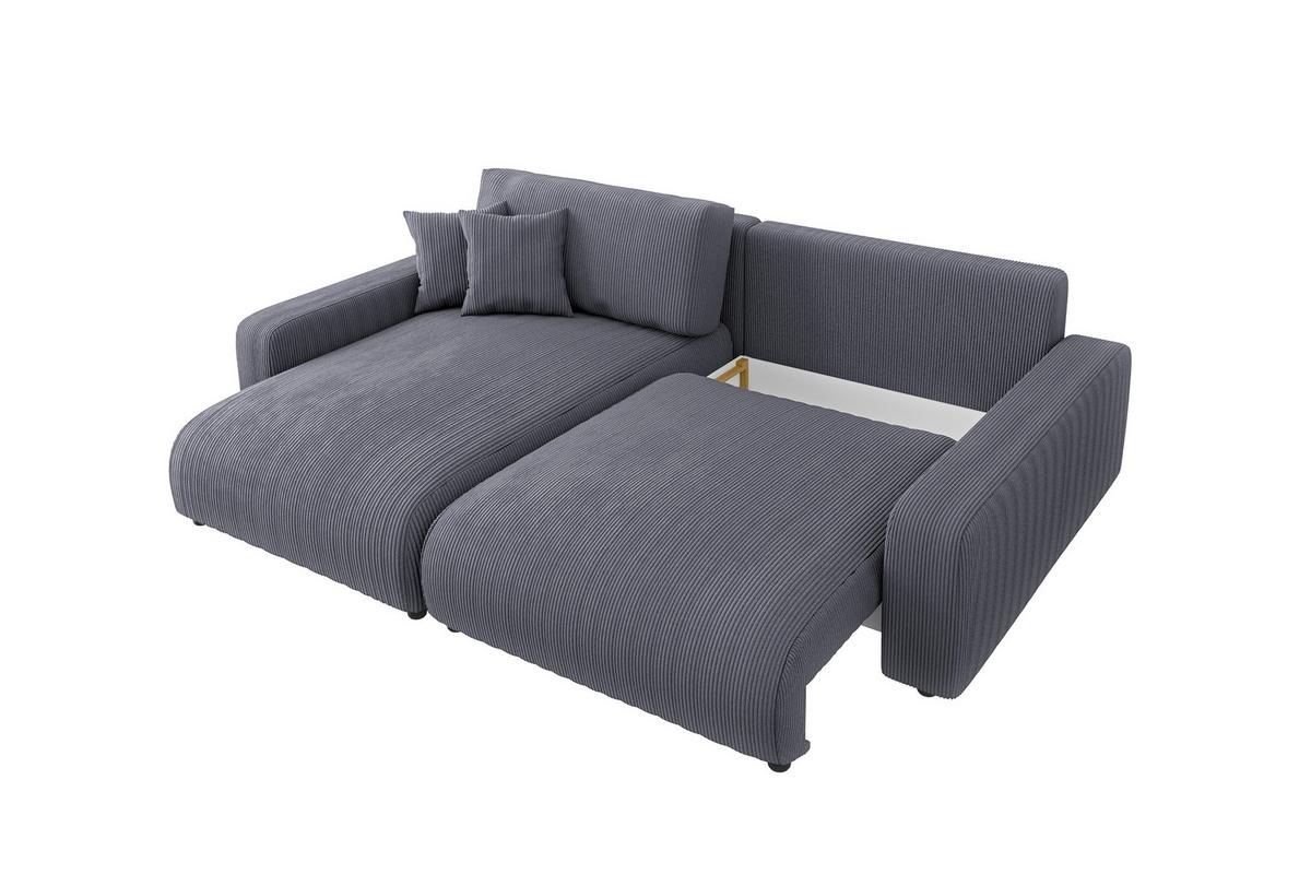 ECKSOFA Emma Grau Cord - Ottomane links - Grau, Textil (234/170cm) - S-Style Möbel