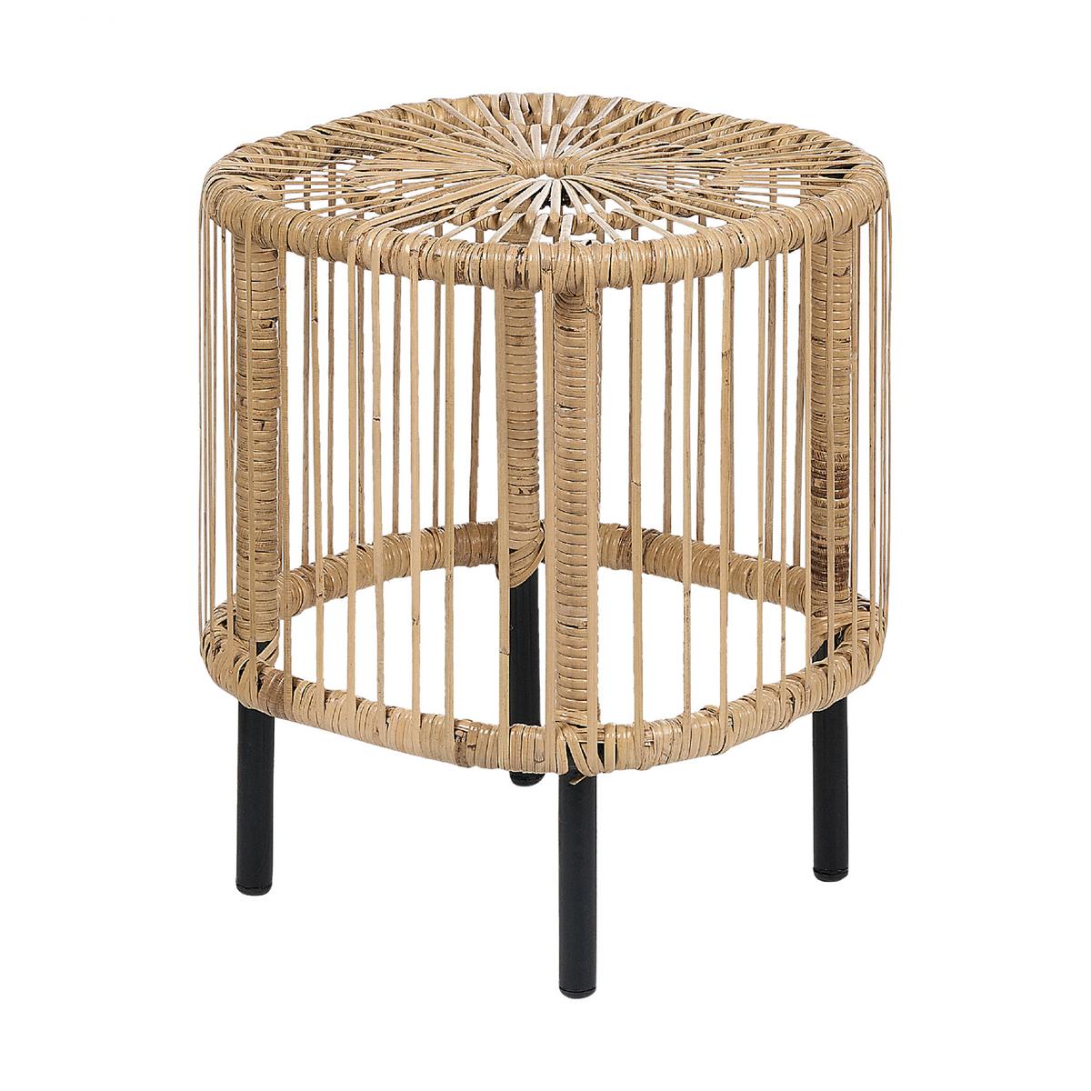 GARTEN-BEISTELLTISCH 2er Set Rattan natürlich quadratisch Cesenatico - Schwarz/Naturfarben, Naturmaterialien (40/40/50cm) - Beliani