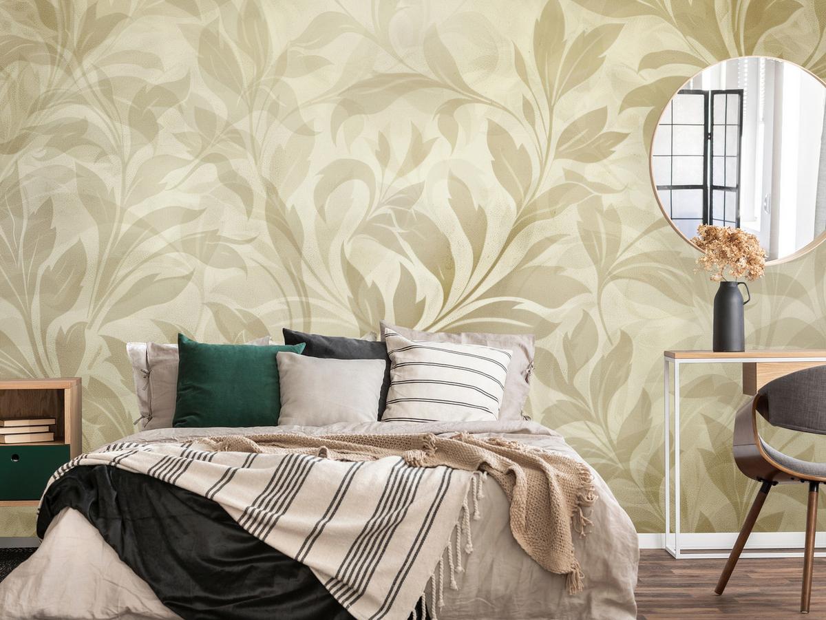 FOTOTAPETE für Schlafzimmer Blätter Pflanzen Natur 250x175 - Beige/Braun, Papier (250/175cm) - Muralo