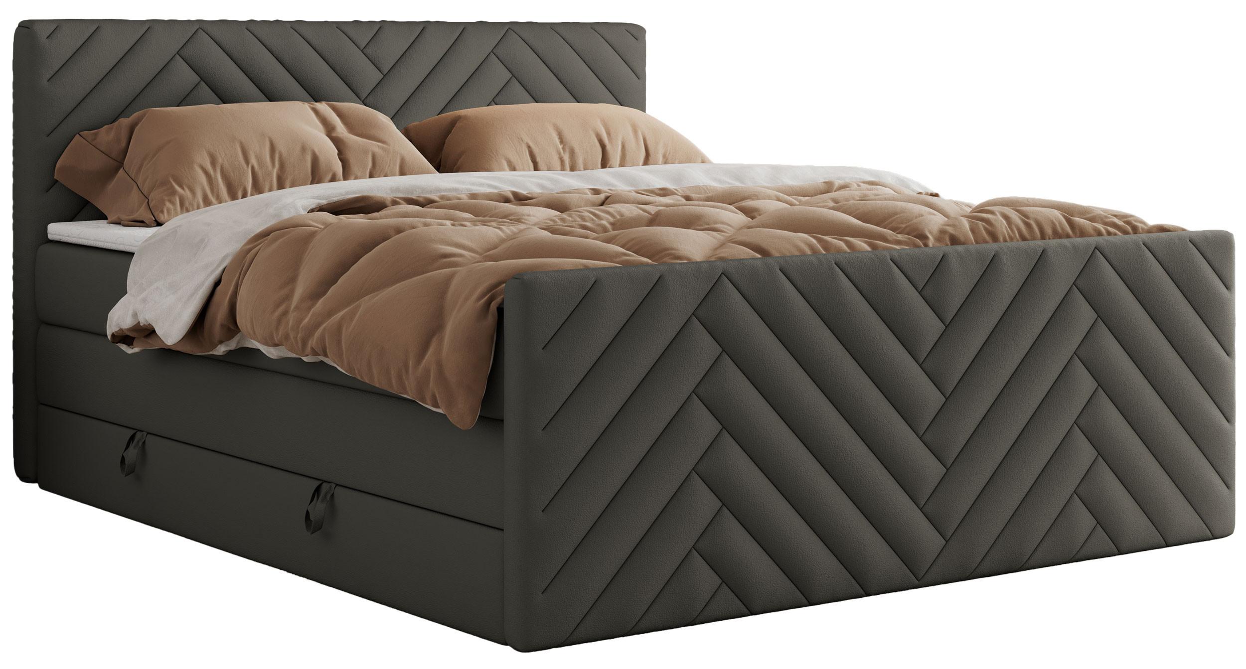 BOXSPRINGBETT PARIS KING DUO - 120/200 - Grau Kunstleder - H4 - Grau, Holz/Textil (120/200cm) - MKS