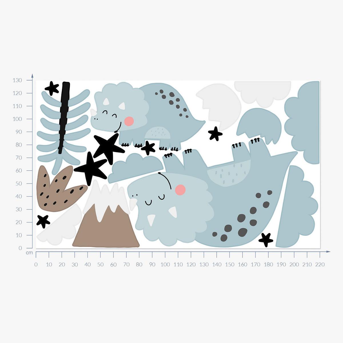 WANDAUFKLEBER 130x220cm - Dinosaurier wilde Vegetation - Multicolor, Kunststoff (130/220/0.1cm) - Wallfluent