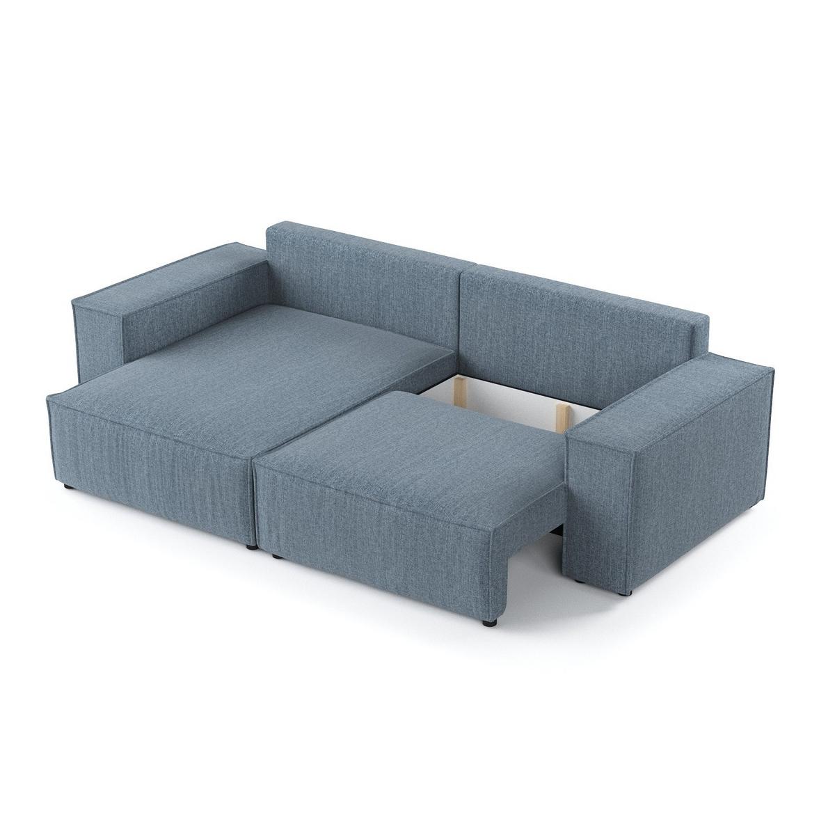 ECKSOFA CAVO mit Schlaffunktion Blaugrau im City Stoff - Blaugrau/Schwarz, Holz/Holzwerkstoff (255/148cm) - AltaBeds
