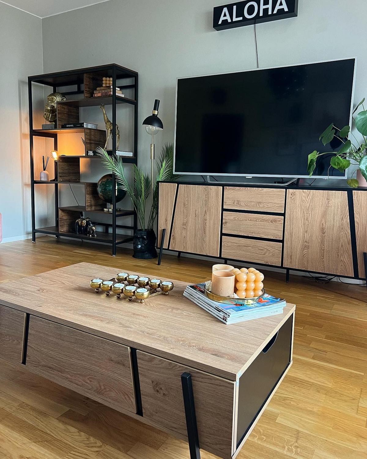 SIDEBOARD mit 2 Türen Braun/Schwarz Blackpool - Braun, Holzwerkstoff (177/75/40cm) - Beliani