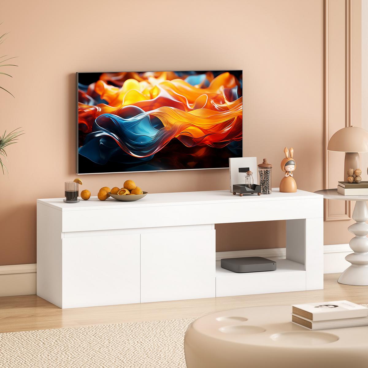 TV-LOWBOARD Spanplatte Weiß - Weiß, Holzwerkstoff (40/48/140cm) - HOMCOM