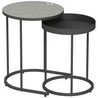 BEISTELLTISCH 2ER-SET Metall MDF Grau - Schwarz/Grau, Metall (42/42/54cm) - HOMCOM